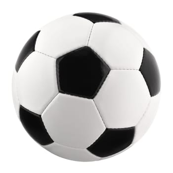 Bright studio shot of a soccer ball on white background