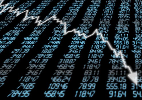 Stock Market - Arrow Graph Going Down on Blue Display
