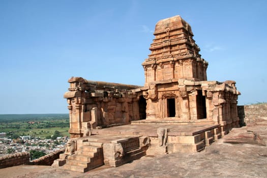 Upper Shivalaya on the top of northern rocky hill in Badami, Karnataka, India, Asia