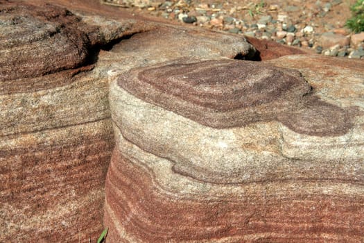 Colouful and layered grain flow pattern in rocks