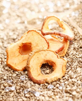 Apple Rings on a festive christmas Background