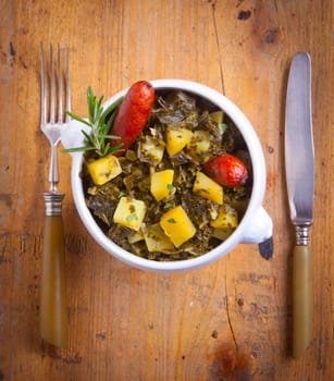 Bowl with delicious looking potato topped dish