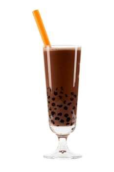 bubble tea brown with clipping path,isolated against white background