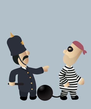 An image of a police officer chasing a thief