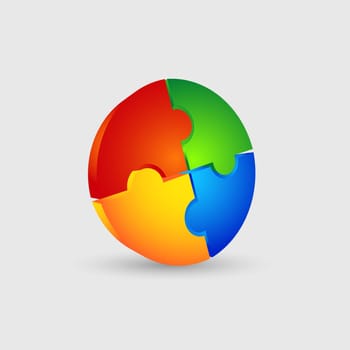 Illustration of jigsaw puzzle pieces forming a circle.