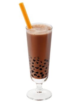 bubble tea brown with clipping path,isolated against white background