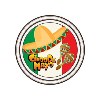 The Day of the Battle of Puebla, Cinco de Mayo, celebration stamp over white background