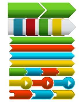 A set of horizontal steps for presentations, reports, websites etc against white background.