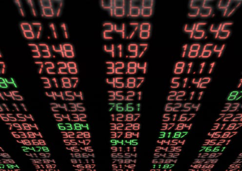 Stock Market - Red and Green Figures on Blue Display