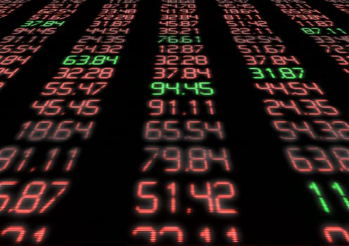 Stock Market - Red and Green Figures on Blue Display