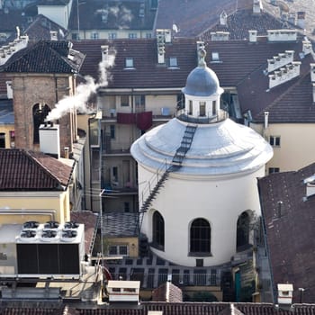 City of Turin (Torino) skyline panorama birdeye seen from above