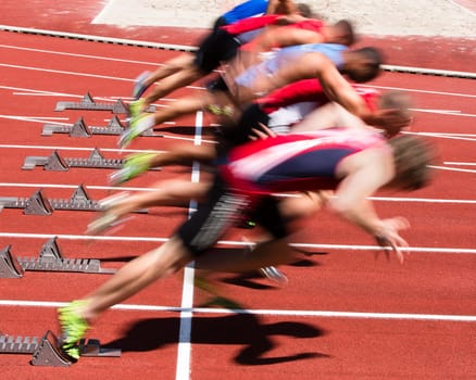 Sprint start in motion blur