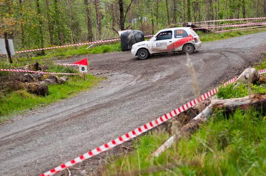 MALLOW, IRELAND - MAY 19: D. Nagle driving Nissan Micra at the Jim Walsh Cork Forest Rally on May 19, 2012 in Mallow, Ireland. 4th round of the Valvoline National Forest Rally Championship.