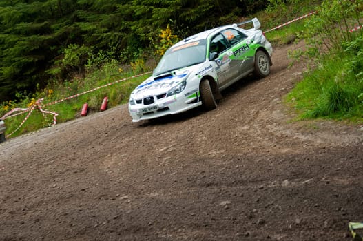 MALLOW, IRELAND - MAY 19: N. Henry driving Subaru Impreza at the Jim Walsh Cork Forest Rally on May 19, 2012 in Mallow, Ireland. 4th round of the Valvoline National Forest Rally Championship.