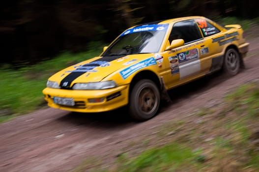 MALLOW, IRELAND - MAY 19: C. Butler driving Honda Integra at the Jim Walsh Cork Forest Rally on May 19, 2012 in Mallow, Ireland. 4th round of the Valvoline National Forest Rally Championship.