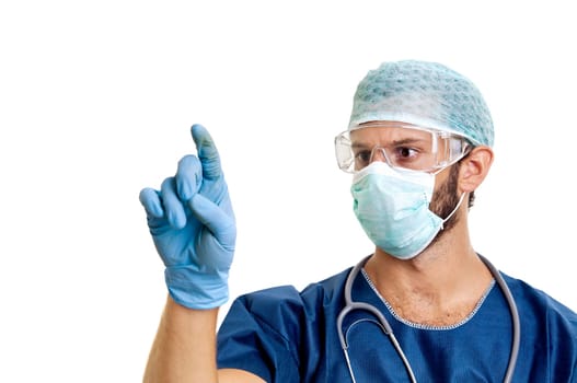 Doctor with mask isolated against a white background