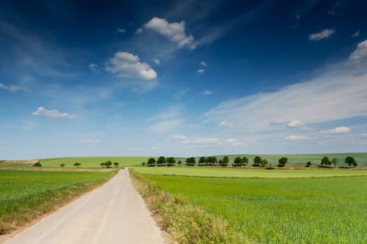 Road with landscape,with sky and clouds in the countryside