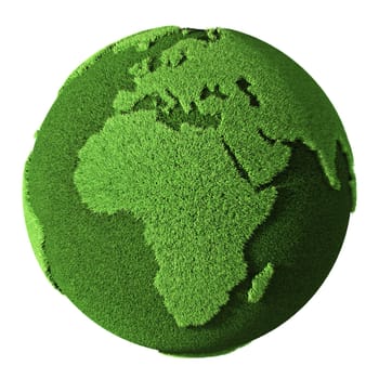 Grass Globe - Africa, isolated on white background. 3d render
