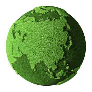 Grass Globe - Asia, isolated on white background. 3d render