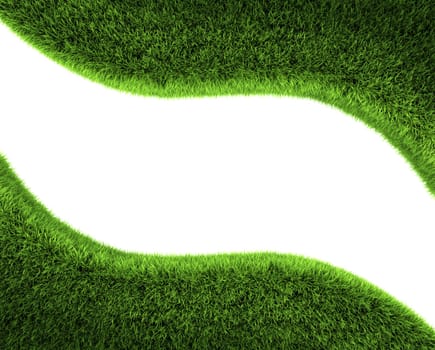 Grass wave frame isolated on white background. 3d render