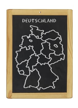 Map of Germany painted with chalk on blackboard