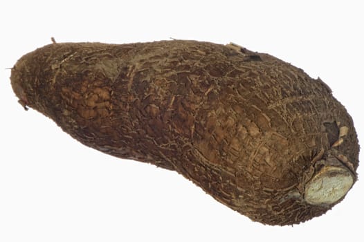 yucca, a traditional ecuatorian  food on white background
