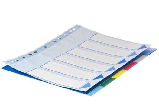 colored separator sheets on  a white background