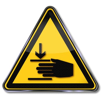 Safety signs Attention crushing