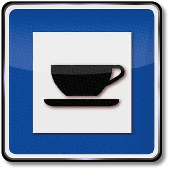 Traffic sign rest area,coffee and snack