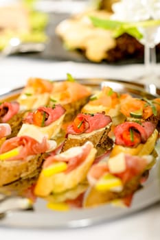 Catering buffet table with appetizers for special business events