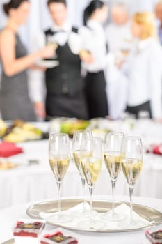 Champagne toast glasses for business meeting conference participants
