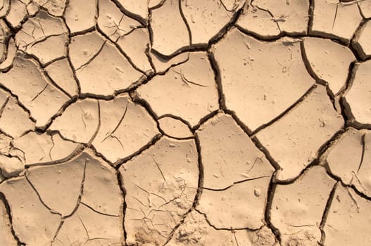 Cracked ground in the summer. Dry ground without water.