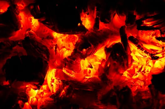 Detail of the glowing ashes - abstract