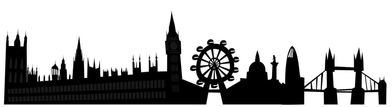 Illustration of the London skyline in grunge style