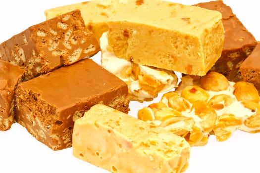 almond nougat, typical Spanish Christmas in a nougat with isolated background