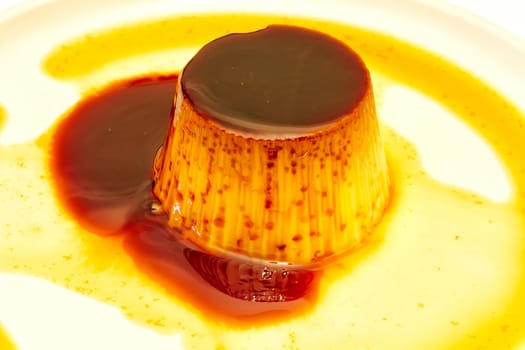 Delicious vanilla cream, egg custard with caramel sauce