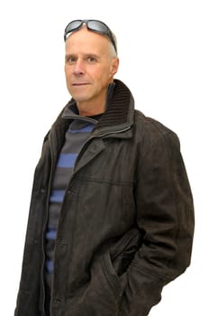 Man posing isolated against a white background