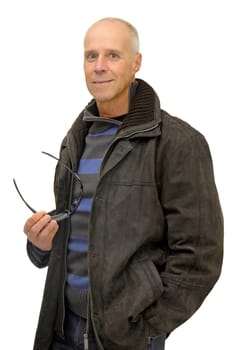 Man posing isolated against a white background