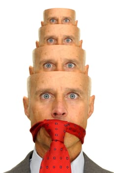Businessman with several heads in matrioska way