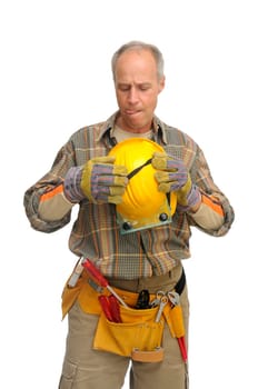 Worker with hat isolated in white