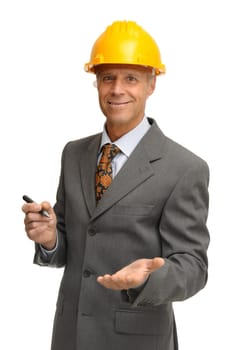 Engineer isolated against a white background