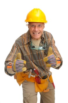 worker with hat isolated against a white background
