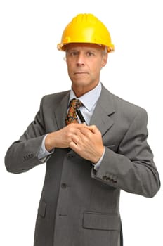 Engineer isolated against a white background