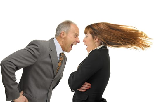 Businessman screaming with employee