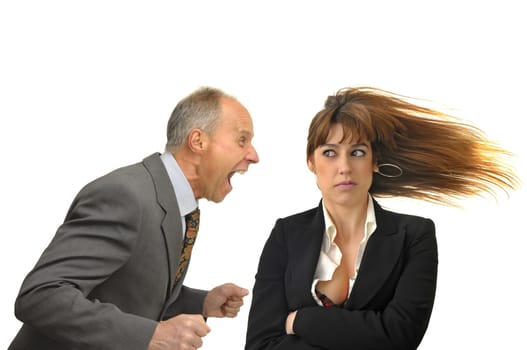 Businessman screaming with employee