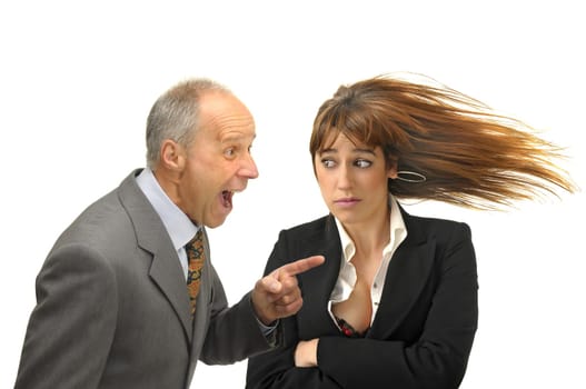 Businessman screaming with employee