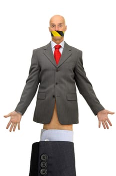 Puppet businessman isolated in white