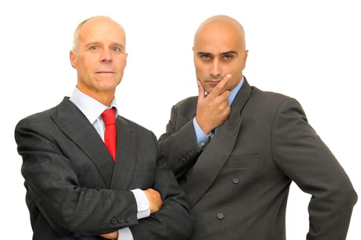 Two businessman isolated against a white background