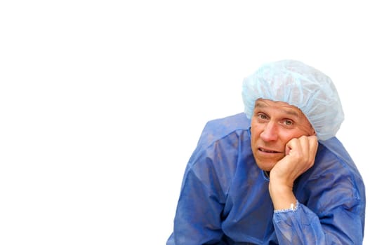 Patient laying down isolated in white