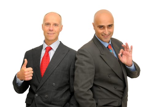 Two businessman isolated against a white background